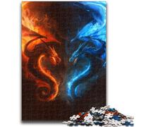 Rompecabezas para Adolescentes de 1000 Piezas: Dragón de Hielo y Fuego, Juego desafiante y Familiar, decoración de Pared, cumpleaños y Navidad, 50x75cm