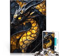 Rompecabezas para Adolescentes de 1000 Piezas Dragón de vitral Juguete Educativo de Aprendizaje Interacción Entre Padres e Hijos 38x26cm