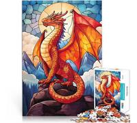 Rompecabezas para Adolescentes de 1000 Piezas Dragón de vitral Juguete Educativo Intelectual descompresor Mejorar la Memoria 70x100cm