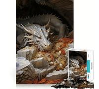 Rompecabezas para Adolescentes de 1000 Piezas, dragón del Tesoro, decoración de Corte preciso, Juguete Creativo y Divertido, Juego de Paz, Pieza de Arte navideña (38x26cm)