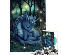 Rompecabezas para Adolescentes de 1000 Piezas Dragón Durmiente y Unicornio Rompecabezas para Adultos Juego Familiar Divertido y con Humor Un Gran Regalo para los Amantes de los Videojuegos (38x52cm)