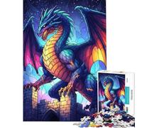 Rompecabezas para Adolescentes de 1000 Piezas Dragón en un Castillo de Noche Juego práctico Regalo Ideal para cumpleaños o para Toda la Familia (tamaño 38x52cm)