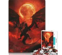 Rompecabezas para Adolescentes de 1000 Piezas, Dragón Luna de Sangre, Juego desafiante y Familiar para interacción Entre Padres e Hijos, 38x26cm