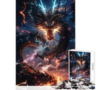 Rompecabezas para Adolescentes de 1000 Piezas dragón Negro con relámpago Juguete Educativo Regalos de cumpleaños Juegos Divertidos Actividades para Disfrutar en casa tamaño 50x75cm