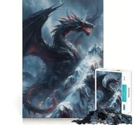 Rompecabezas para Adolescentes de 1000 Piezas Dragón Negro en la montaña,Encaje, Juguete artístico y Creativo,Ideal para el Tiempo Libre 38x52cm
