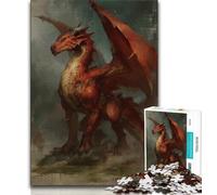 Rompecabezas para Adolescentes de 1000 Piezas, dragón Rojo Volador Ejercita el Cerebro Juguetes adictivos para Cultivar la Paciencia y Mejorar la Memoria (38x26cm)