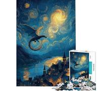 Rompecabezas para Adolescentes de 1000 Piezas Dragón sobre Paisaje Urbano Estrellado Juguetes de Bricolaje para Adolescentes Decoración del hogar Regalo Ideal para Toda la Familia (tamaño 50x75cm)