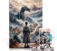 Rompecabezas para Adolescentes de 1000 Piezas Dragón sobre Tierra mística Juegos educativos Colección de Artistas, Bellas Artes 52x38cm