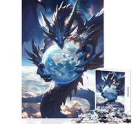 Rompecabezas para Adolescentes de 1000 Piezas Dragón sosteniendo el Globo terráqueo Juguete Educativo Regalo para Mujeres y Hombres Juego Imposible Cada Pieza es única Tamaño 50x75cm