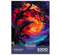 Rompecabezas para Adolescentes De 1000 Piezas Dragon Under Blood Moon Rompecabezas para Adolescentes Juegos Relajantes para La Diversión Familiar Juego Desafiante Regalos 38x26cm/1000pcs
