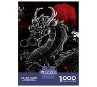 Rompecabezas para Adolescentes De 1000 Piezas Dragon with Red Moon Digital Art Rompecabezas DIY Juguetes Vacaciones En Casa Matar El Tiempo Cumpleaños Y Navidad 38x26cm/1000pcs