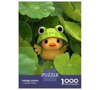 Rompecabezas para Adolescentes De 1000 Piezas Duckling with Frog Hat in Lilypads Rompecabezas para Adultos Juguete Decoración De Pared Carrera De Velocidad Manual Desafío Educativo 70x50cm/1000pcs