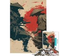 Rompecabezas para Adolescentes de 1000 Piezas Duelo de samuráis con Sol Rojo Rompecabezas para Adultos Análisis práctico del Juego y lógica Regalos de cumpleaños y únicos (Tamaño 38x26cm)