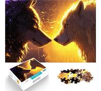 Rompecabezas para Adolescentes de 1000 Piezas Duelo Eterno de Lobos Juguetes Juegos Educativos Antiestrés Mejorar la Memoria 52x38cm