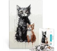 Rompecabezas para Adolescentes de 1000 Piezas Dueto de Gatos de Alambre Juguetes de Juego Decoración de Pared cumpleaños y Navidad 75x50cm
