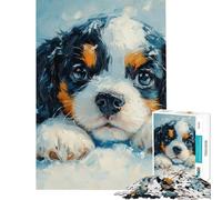 Rompecabezas para Adolescentes de 1000 Piezas Dulce Cavalier King Charles Spaniel en la Nieve (Simplificación Rompecabezas para Adultos Juego de ingenio análisis y lógica para Amigos y Familiares