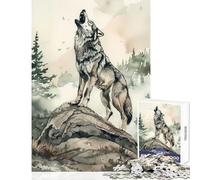 Rompecabezas para Adolescentes de 1000 Piezas: Ecos del Lobo Indomable Juguete Decorativo de Pared Regalo Divertido Juego Educativo con póster a Juego y Hoja de Trivia tamaño 38x52cm