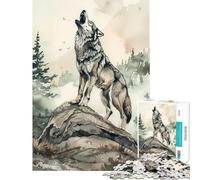 Rompecabezas para Adolescentes de 1000 Piezas Ecos del Lobo Salvaje Rompecabezas de 1000 Piezas para armar en Familia Juego desafiante para Toda la Familia (50x75cm)