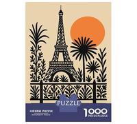 Rompecabezas para Adolescentes De 1000 Piezas Eiffel Tower Illustration with Tropical Plants Rompecabezas para Adultos Juguetes Antiestrés Regalo De Cumpleaños Cumpleaños 70x50cm/100