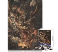 Rompecabezas para Adolescentes de 1000 Piezas: El alboroto ardiente de un dragón Antiguo Juguete Intelectual para diversión Familiar Regalo de cumpleaños Tamaño 38x26cm