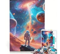 Rompecabezas para Adolescentes de 1000 Piezas El Astronauta contra el Universo Juguetes antiestrés Carrera de Velocidad de Manos para Mejorar el Amor Entre Parejas 50x75cm