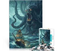 Rompecabezas para Adolescentes de 1000 Piezas El Ataque del Kraken Juguetes de Entretenimiento Familiar Decoración del hogar 52x38cm
