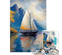 Rompecabezas para Adolescentes de 1000 Piezas El Barco Solitario Rompecabezas para Adultos Juegos relajantes Montaje de Patrones cumpleaños (tamaño 50x75cm)