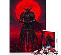 Rompecabezas para Adolescentes de 1000 Piezas: El Caballero Oscuro con Luna roja Juguete para decoración de Pared Regalo Divertido Juego Educativo con póster a Juego y Hoja de Trivia tamaño 38x26cm