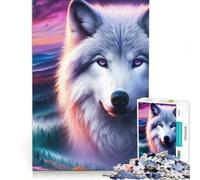 Rompecabezas para Adolescentes de 1000 Piezas El Lobo espíritu del crepúsculo Juego práctico para Pasar el Tiempo en casa con póster y Hoja de Preguntas a Juego 38x26cm