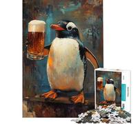 Rompecabezas para Adolescentes de 1000 Piezas El Momento de la Cerveza del pingüino Cada Pieza es única Regalo Ideal para cumpleaños y Ocasiones Especiales 50x75cm
