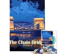 Rompecabezas para Adolescentes de 1000 Piezas El Puente de Las Cadenas de Budapest Ilustración Juguetes adictivos para Cultivar la Paciencia Juego de ingenio Decoración Perfecta Regalo Divertido