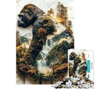 Rompecabezas para Adolescentes de 1000 Piezas El reinado Verde del Gorila Rompecabezas para Adultos Juegos Divertidos antiestrés cumpleaños (tamaño 38x52cm)