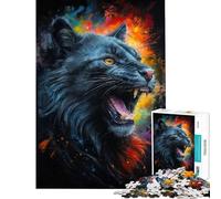 Rompecabezas para Adolescentes de 1000 Piezas El Rugido del Gato Negro Rompecabezas para Adultos Juguetes antiestrés Difícil cumpleaños (Tamaño 38x52cm)
