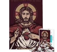 Rompecabezas para Adolescentes de 1000 Piezas El Sagrado Corazón de Jesús Juego desafiante Juguetes para Toda la Familia Mejora la Memoria Regalos de Amigo Invisible (tamaño 38x52cm)
