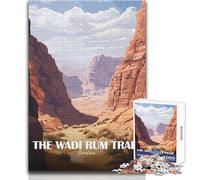 Rompecabezas para Adolescentes de 1000 Piezas: El Sendero de Wadi Rum, Jordania Juegos educativos Corte de precisión Regalos para el Amigo Secreto Tamaño 38x52cm