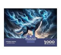 Rompecabezas para Adolescentes De 1000 Piezas Electric Wolf Art Print Rompecabezas para Adultos Juego De Ingenio Decoración De Pared Regalos para Reducir El Estrés 38x26cm/1000pcs