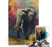 Rompecabezas para Adolescentes de 1000 Piezas: Elefante Caminando en Amist, Juego de ingenio, interacción Entre Padres e Hijos, Regalo de cumpleaños, obsequios 50x75cm