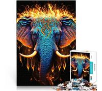 Rompecabezas para Adolescentes de 1000 Piezas Elefante Fuego Agua Juguetes para aliviar el estrés decoración de Pared 75x50cm