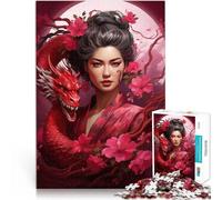 Rompecabezas para Adolescentes de 1000 Piezas Elegancia de la Geisha Dragón Actividad Familiar Juguetes de decoración del hogar 52x38cm