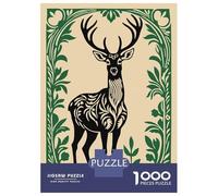 Rompecabezas para Adolescentes De 1000 Piezas Elegant Deer with Floral Frame Rompecabezas para Adultos Juegos De Relajación Decoración Juego Desafiante Regalos 38x26cm/1000pcs