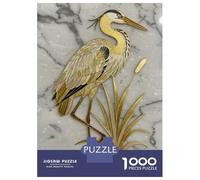 Rompecabezas para Adolescentes De 1000 Piezas Elegant Golden Heron with Cattails Artwork Rompecabezas para Adultos Juego De Ingenio Decoración De Pared Regalos para Reducir El Estrés 38x26cm/1000pcs