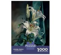 Rompecabezas para Adolescentes De 1000 Piezas Elegant White Lilies with Teal Drapery Rompecabezas para Adultos Juego Práctico Una Obra De Arte Cumpleaños 70x50cm/1000pcs