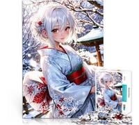Rompecabezas para Adolescentes de 1000 Piezas Elegante Kimono de Invierno en un Sereno Entorno nevado Aprendizaje Educativo Obra de Arte 50x70cm