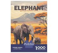 Rompecabezas para Adolescentes De 1000 Piezas Elephant Family in Savanna Rompecabezas para Adultos Juego De Ingenio Mejora La Memoria Regalos para Amigos Y Familiares 38x26cm/1000pcs