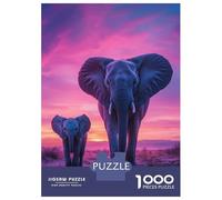 Rompecabezas para Adolescentes De 1000 Piezas Elephant Family Sunset Rompecabezas Juguetes Antiestrés Corte De Precisión Cumpleaños 70x50cm/1000pcs