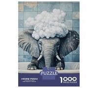 Rompecabezas para Adolescentes De 1000 Piezas Elephant in A Bath Rompecabezas Juguetes Antiestrés Corte De Precisión Cumpleaños 52x38cm/1000pcs