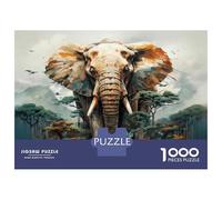 Rompecabezas para Adolescentes De 1000 Piezas Elephant in The Wild A Digital Artwork Rompecabezas para Adultos Juego Familiar Alivia El Estrés Interacción Entre Padres E Hijos 70x50cm/1000pcs