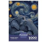 Rompecabezas para Adolescentes De 1000 Piezas Elephant Under Starry Night Rompecabezas para Adultos Juego De Ingenio Alivia El Estrés Ayuda A Ejercitar El Cerebro 38x26cm/1000pcs