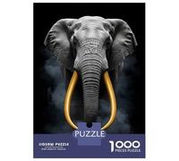 Rompecabezas para Adolescentes De 1000 Piezas Elephant with Golden Tusks on Black Rompecabezas para Adultos Juegos Relajantes Mejora La Memoria Desafiante De Completar 52x38cm/1000pcs
