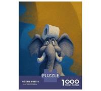 Rompecabezas para Adolescentes De 1000 Piezas Elephant with Toilet Paper on Head Rompecabezas para Adultos Juguetes Antiestrés Regalo De Cumpleaños Cumpleaños 38x26cm/1000pcs